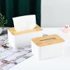 Fabricante de caja de papel tisú de plástico cubierta de madera personalizada pp publicidad creativa promocional hotel hotel caja de papel tisú impresión logotipo Specification image